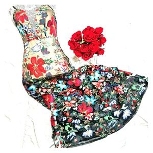 EUC FLORAL BLACK MESH EMBROIDERED DRESS🌹